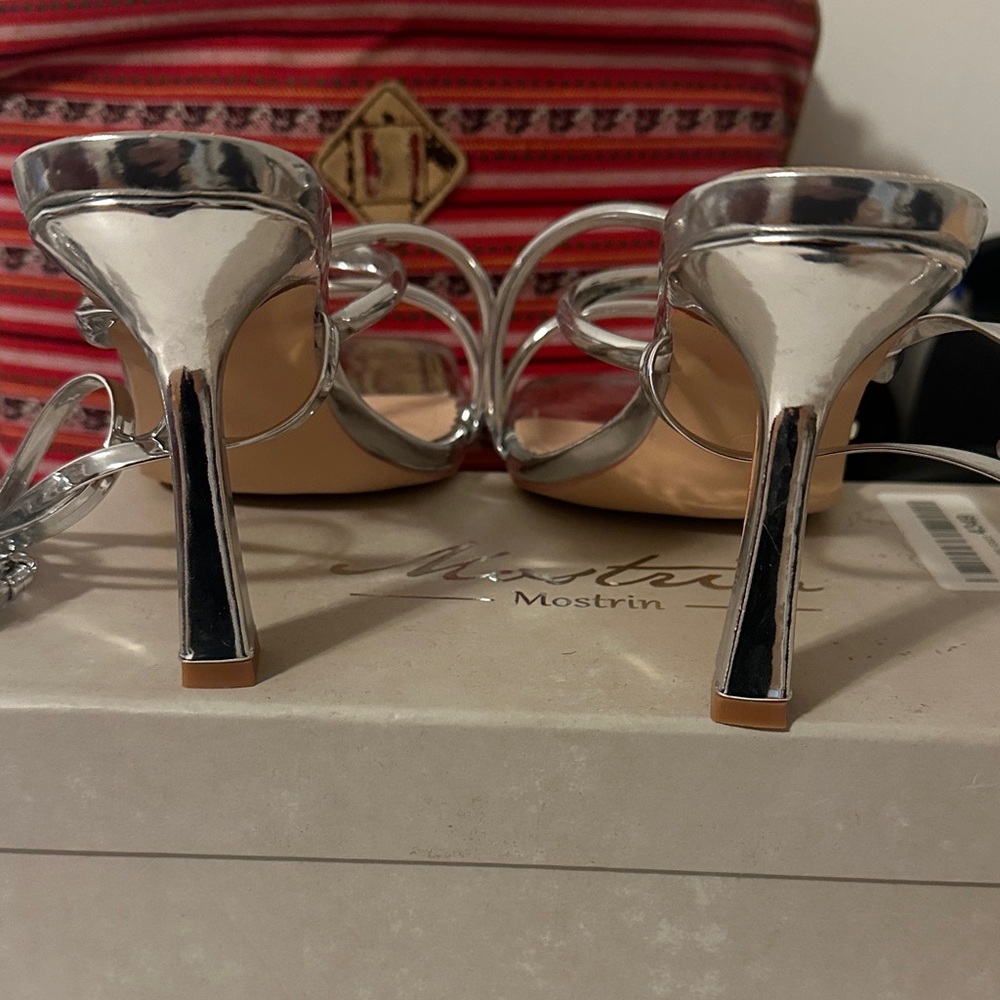 Machine Silver Women's Heels - Picture 2 of 5